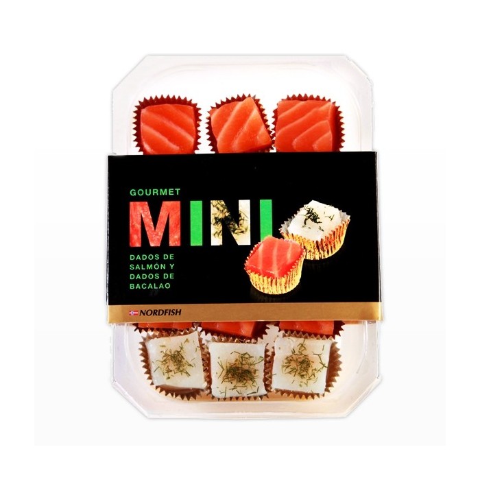 Dados de Salmón y Bacalao Ahumados y Eneldo