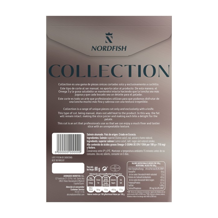 Salmón Escocés Ahumado sobre, Corte a Cuchillo 80 gr.