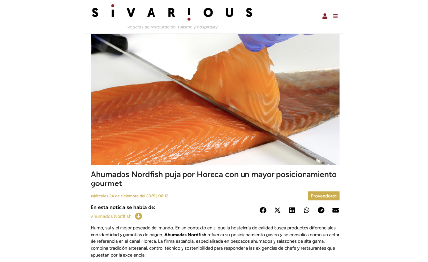 Ahumados Nordfish refuerza su posicionamiento gourmet y se consolida como proveedor de referencia para Horeca