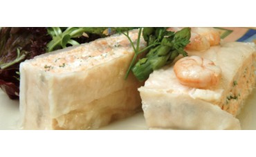 Pastel de salmón y gambas