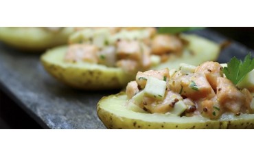 Barquitas de Salmón fresco y queso Pecorino