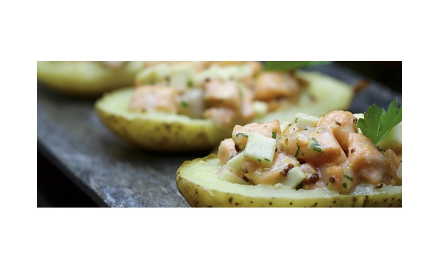 Barquitas de Salmón fresco y queso Pecorino